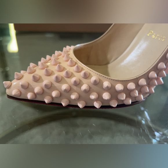 Christian Louboutin Peach Patent Leather Pigalle Spikes Pumps - Picture 16 of 16